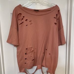 Dark pink shirt with rips